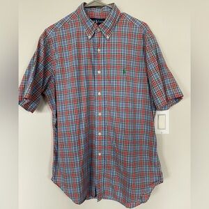 Ralph Lauren Men’s Shirt Blue Pink Plaid Button Down Pony Logo Multicolor Large